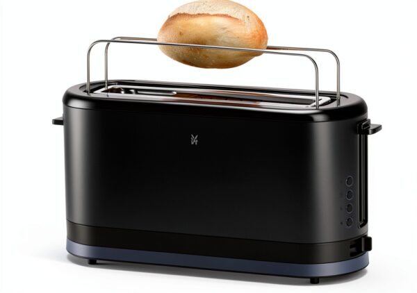WMF Grille-pain longue fente, 2 tranches avec support à pain, grille-pain étroit, XXL, fonction bagel, 7 niveaux de torréfaction, 900 W, en acier inoxydable, mat, noir-6