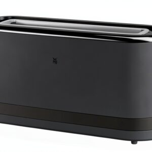WMF Grille-pain longue fente, 2 tranches avec support à pain, grille-pain étroit, XXL, fonction bagel, 7 niveaux de torréfaction, 900 W, en acier inoxydable, mat, noir-0