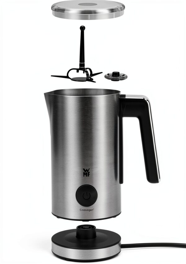 WMF Mousseur à lait électrique Stelio (5 watts, 15-25 ml, revêtement antiadhésif, sans fil, pour mousse de lait chaude et froide, chocolat chaud) Cromargan mat/argenté-3
