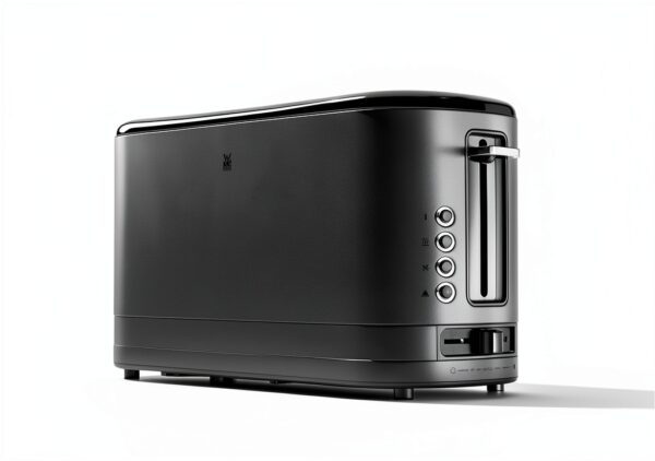 WMF Grille-pain longue fente, 2 tranches avec support à pain, grille-pain étroit, XXL, fonction bagel, 7 niveaux de torréfaction, 900 W, en acier inoxydable, mat, noir-1
