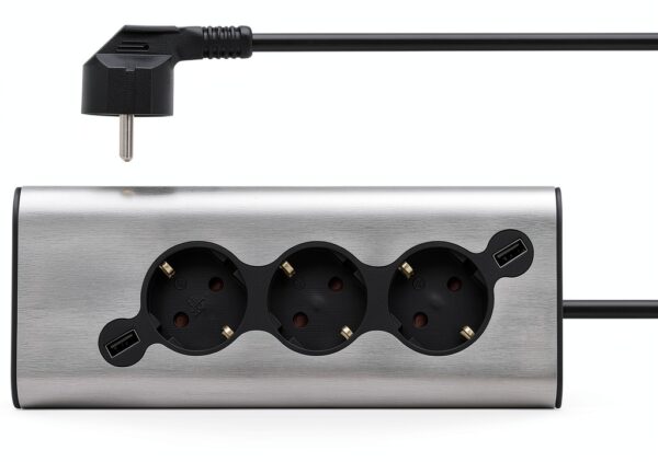 Multiprise WMF 4 Sorties CA Intérieure Acier Inoxydable 61.3022.5903-3
