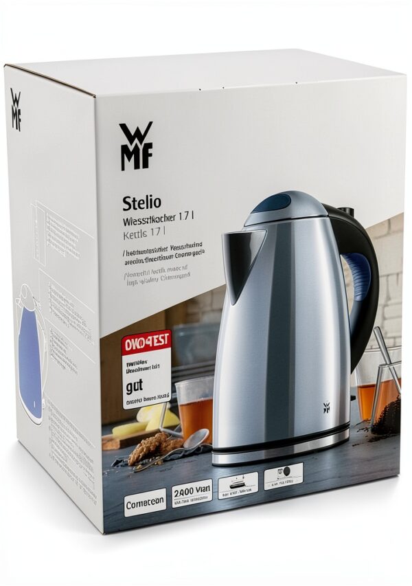 WMF Stelio Bouilloire en acier inoxydable, 1,7 l, avec filtre, 2400 W, sans fil, indicateur de niveau d'eau illuminé, filtre à eau à la chaux, cromargan mat-8