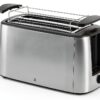 WMF Grill à fente longue Bueno Pro avec fixation par rouleau, 4 tranches, pain grillé XXL, fonction croustillante, 6 niveaux de brunissage, 1550 W, grille-pain en acier inoxydable mat-0