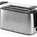 WMF Grill à fente longue Bueno Pro avec fixation par rouleau, 4 tranches, pain grillé XXL, fonction croustillante, 6 niveaux de brunissage, 1550 W, grille-pain en acier inoxydable mat-0