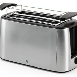WMF Grill à fente longue Bueno Pro avec fixation par rouleau, 4 tranches, pain grillé XXL, fonction croustillante, 6 niveaux de brunissage, 1550 W, grille-pain en acier inoxydable mat-0