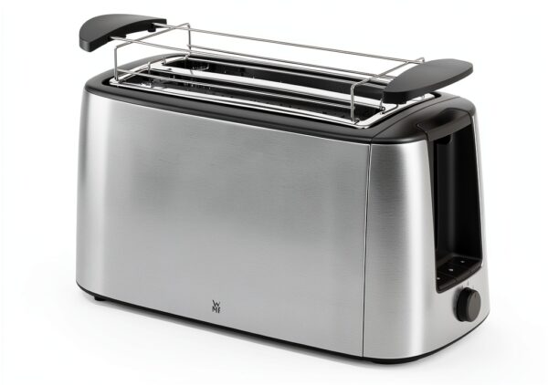 WMF Grill à fente longue Bueno Pro avec fixation par rouleau, 4 tranches, pain grillé XXL, fonction croustillante, 6 niveaux de brunissage, 1550 W, grille-pain en acier inoxydable mat-0