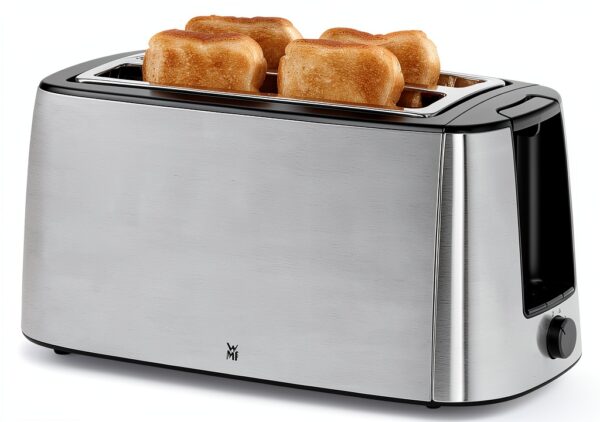 WMF Grill à fente longue Bueno Pro avec fixation par rouleau, 4 tranches, pain grillé XXL, fonction croustillante, 6 niveaux de brunissage, 1550 W, grille-pain en acier inoxydable mat-3