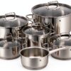 WMF Pot Set de 6 Pièces Astoria Bord verseur Couvercle en Verre Cromargan® en Acier Inoxydable Poli Induction Passe au Lave-Vaisselle NR 780166040-0