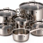 WMF Pot Set de 6 Pièces Astoria Bord verseur Couvercle en Verre Cromargan® en Acier Inoxydable Poli Induction Passe au Lave-Vaisselle NR 780166040-0